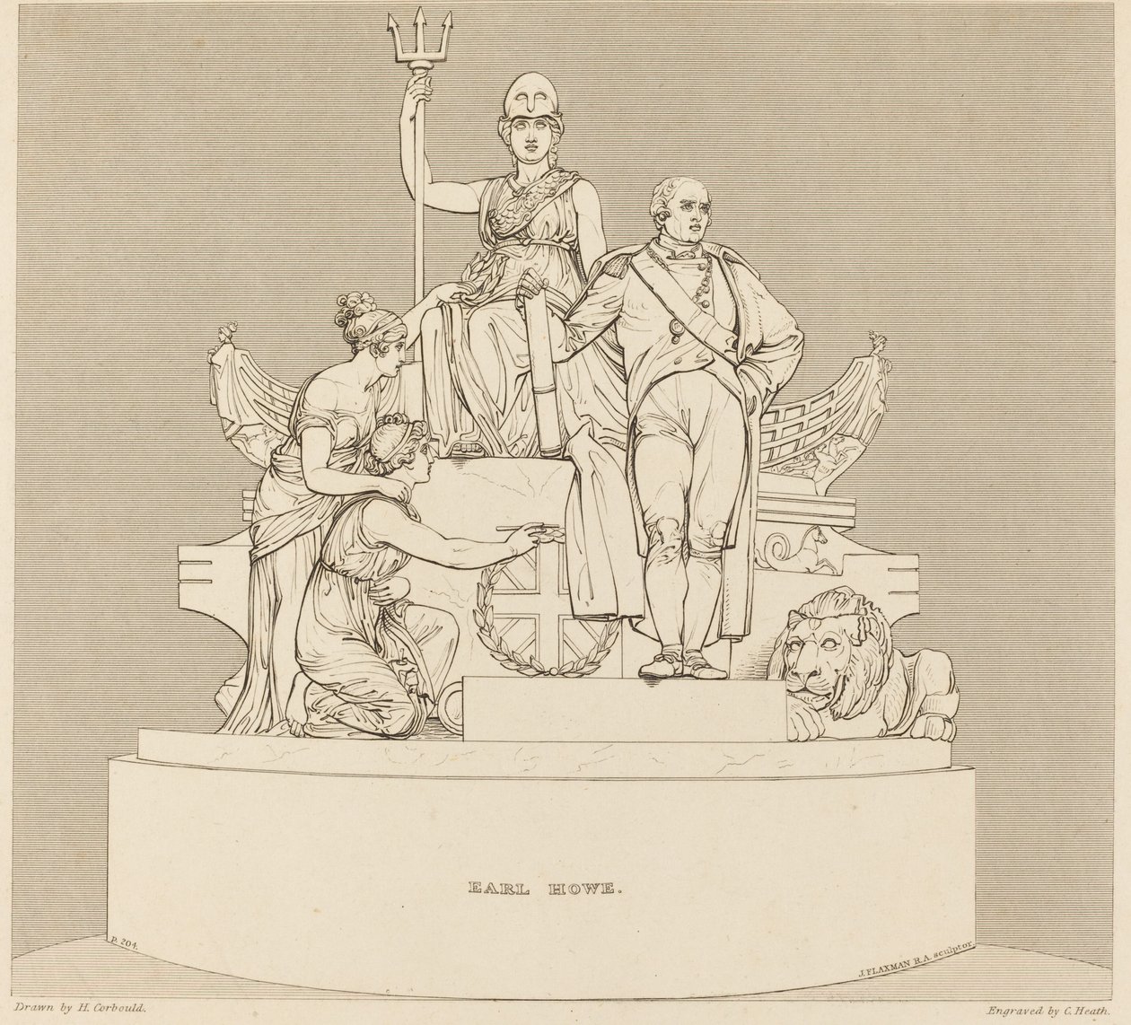 Pomnik hrabiego Howe .a autorstwa Charles Heath after Henry Corbould after John Flaxman