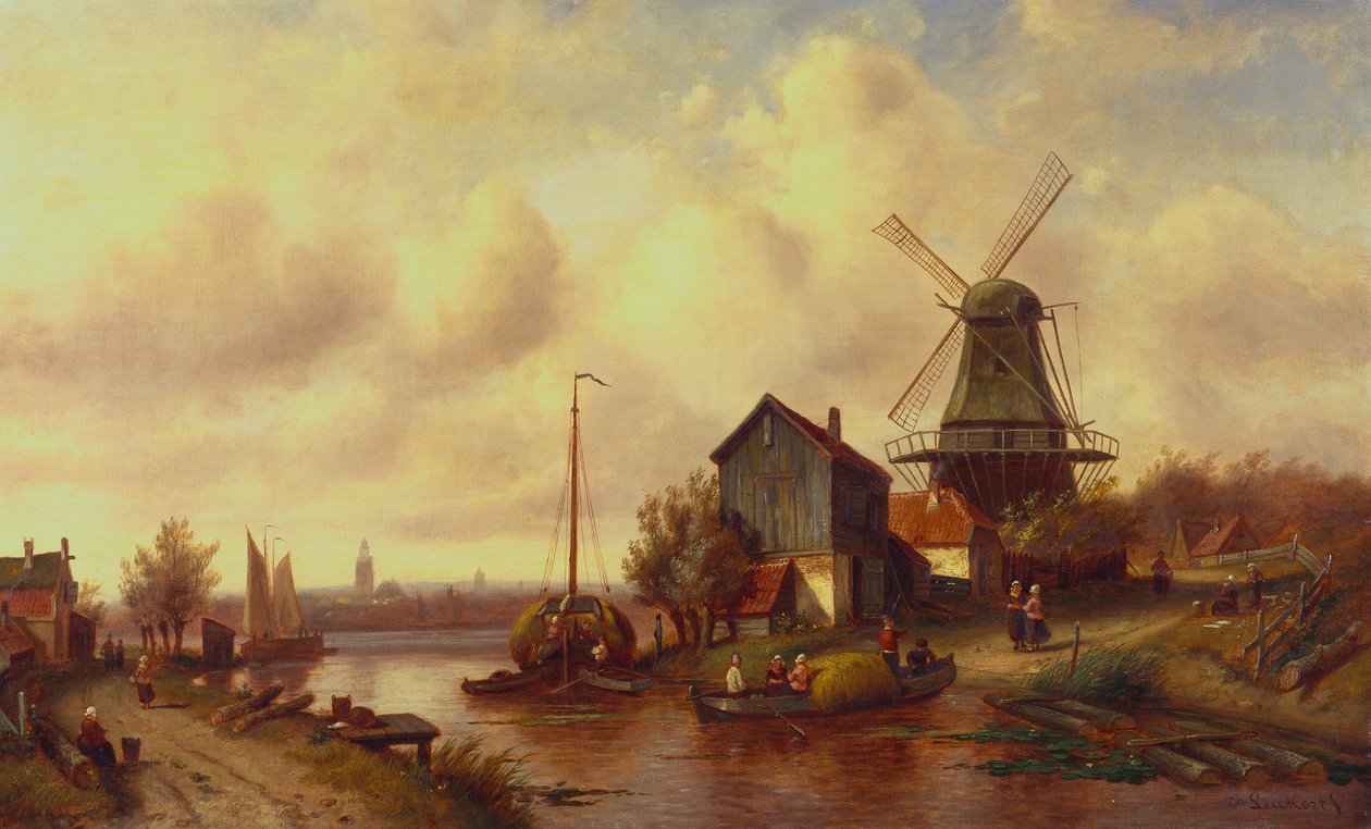Holenderska wioska rzeczna autorstwa Charles Henri Joseph Leickert