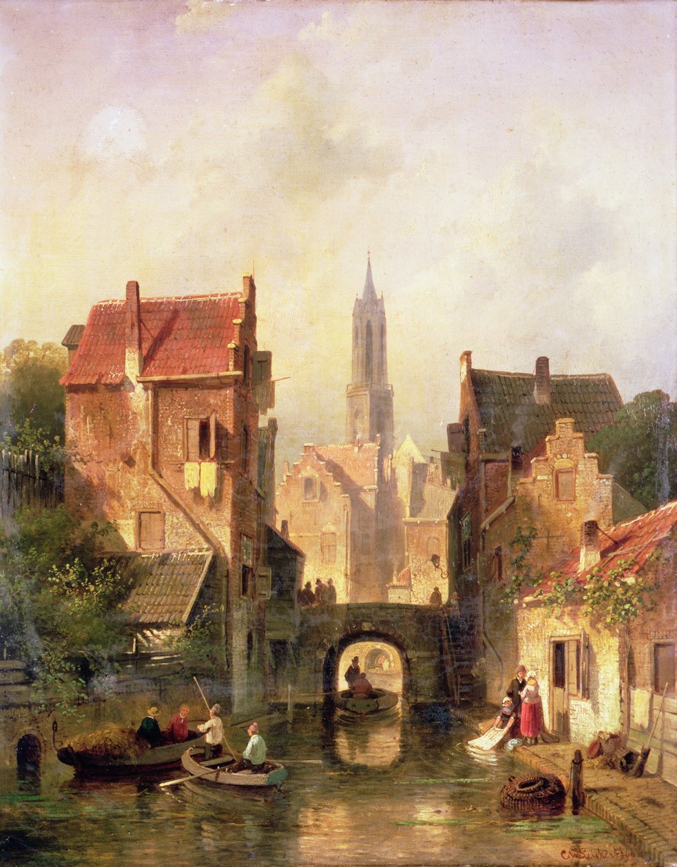 Holenderska scena kanałowa, 1866 autorstwa Charles Henri Joseph Leickert