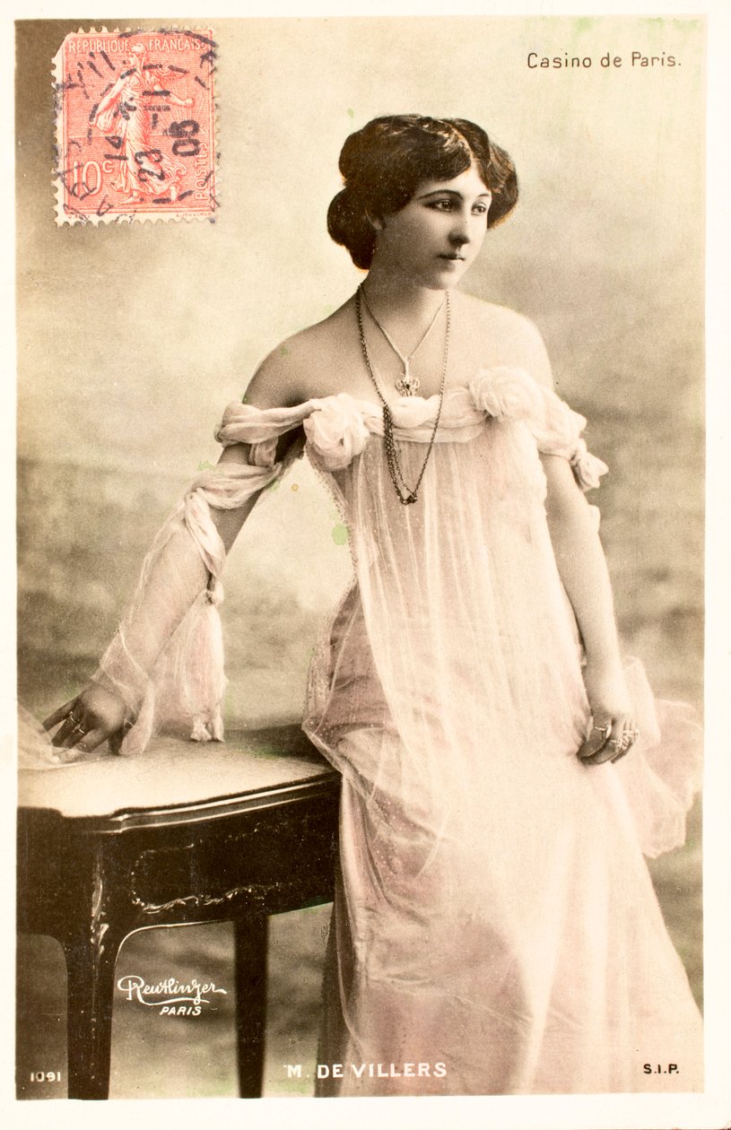 Stara pocztówka/M de Villers/Aktorka/Casino de Paris autorstwa Augustus Kollner