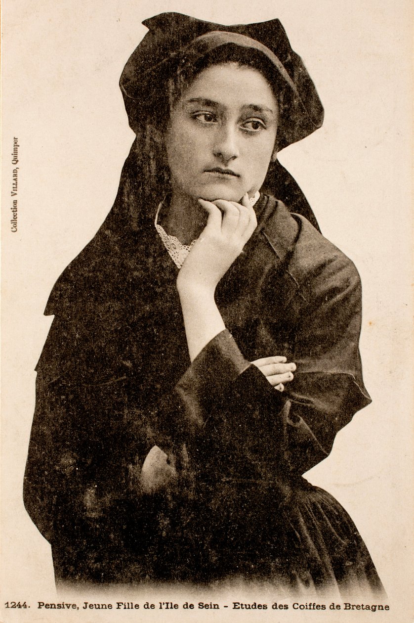 Stara pocztówka/młoda dziewczyna z wyspy Sein/Finistere/Bretania/Francja autorstwa Augustus Kollner