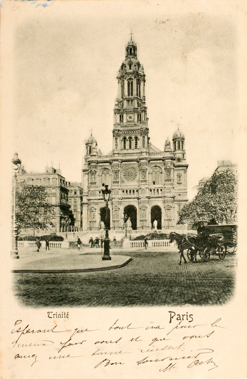Pocztówka/Kościół Świętej Trójcy/Paryż/Sekwana/Ile de France/Francja autorstwa Augustus Kollner