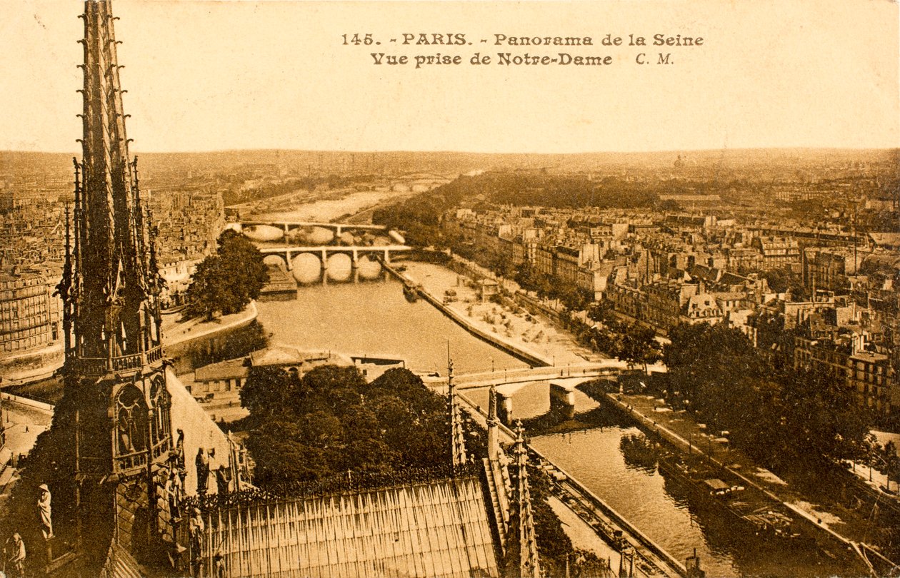 Pocztówka / Sekwana z Notre Dame / Paryż / Sekwana / Ile de France / Francja autorstwa Augustus Kollner