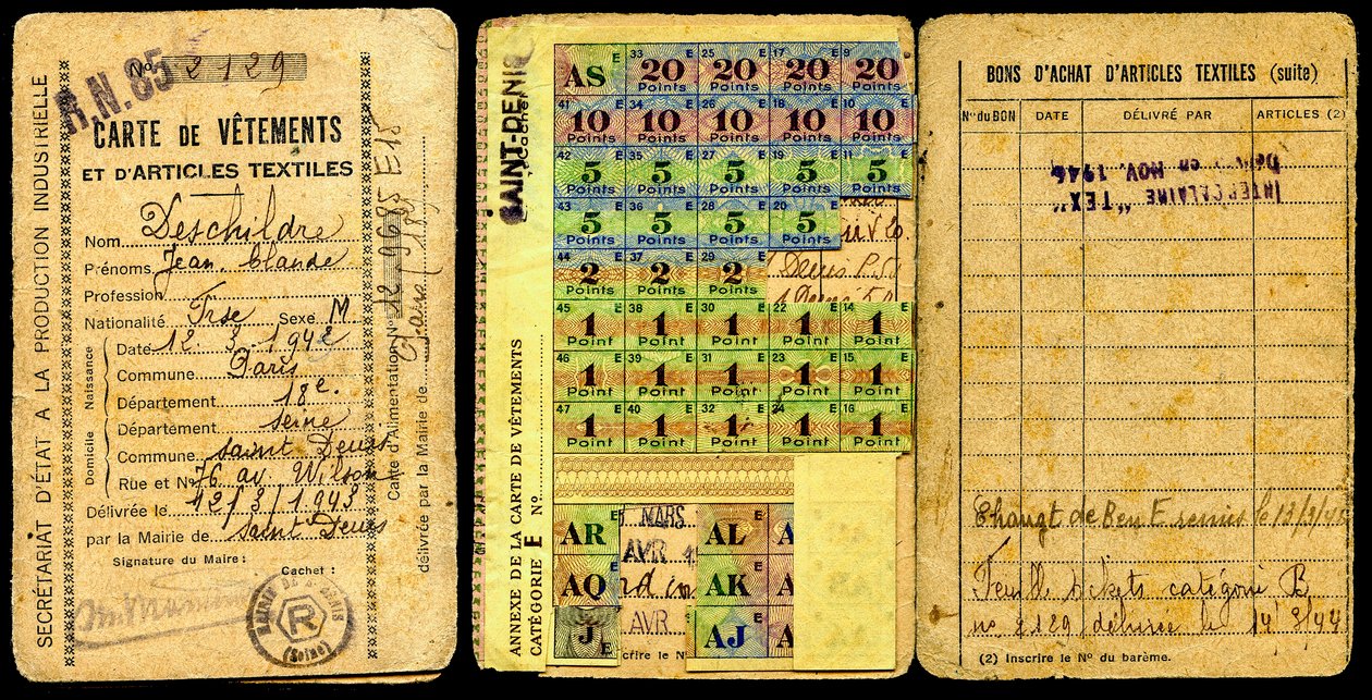 Karta racjonowania/karta odzieżowa/sekretariat produkcji przemysłowej/II wojna światowa 1941 autorstwa Augustus Kollner