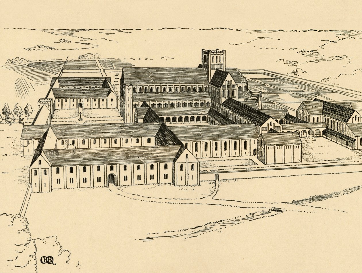 Klasztor Benedyktynów z zewnątrz, 1931 autorstwa Charles Henry Bourne Quennell