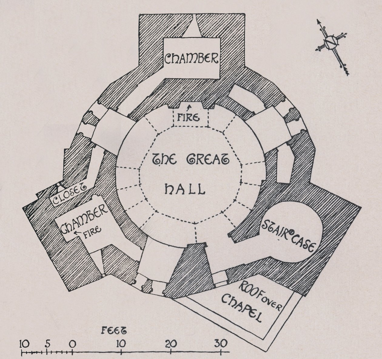Zamek Orford, Suffolk. Z planu pana Cautleysa, 1931 autorstwa Charles Henry Bourne Quennell