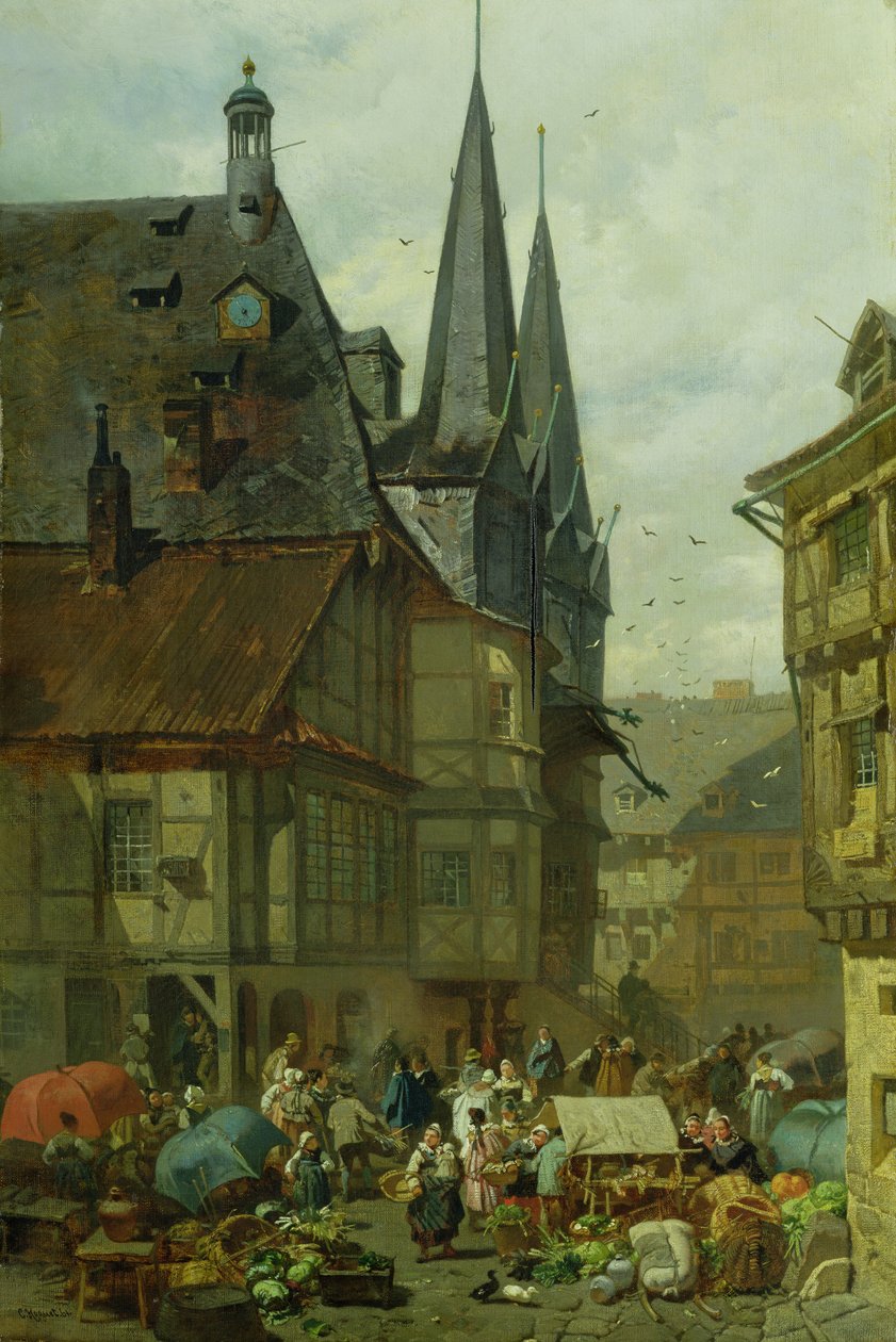 Rynek w Wernigerode, 1861 autorstwa Charles Hoguet