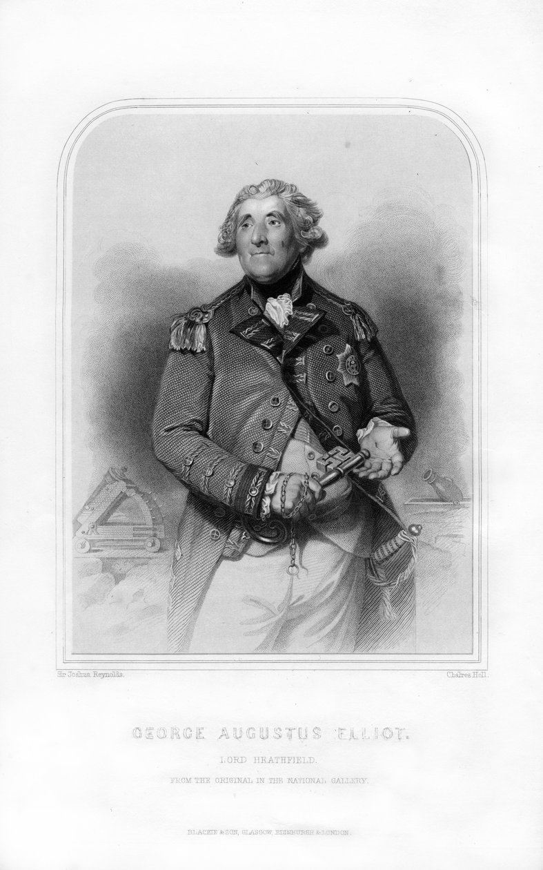 George Augustus Eliott, 1. baron Heathfield, szkocki żołnierz i gubernator Gibraltaru, 1870. autorstwa Charles Holl