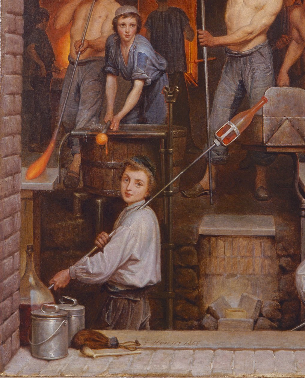 Wnętrze pieca, 1865 olej na płótnie, detal z 191514 autorstwa Charles Housez