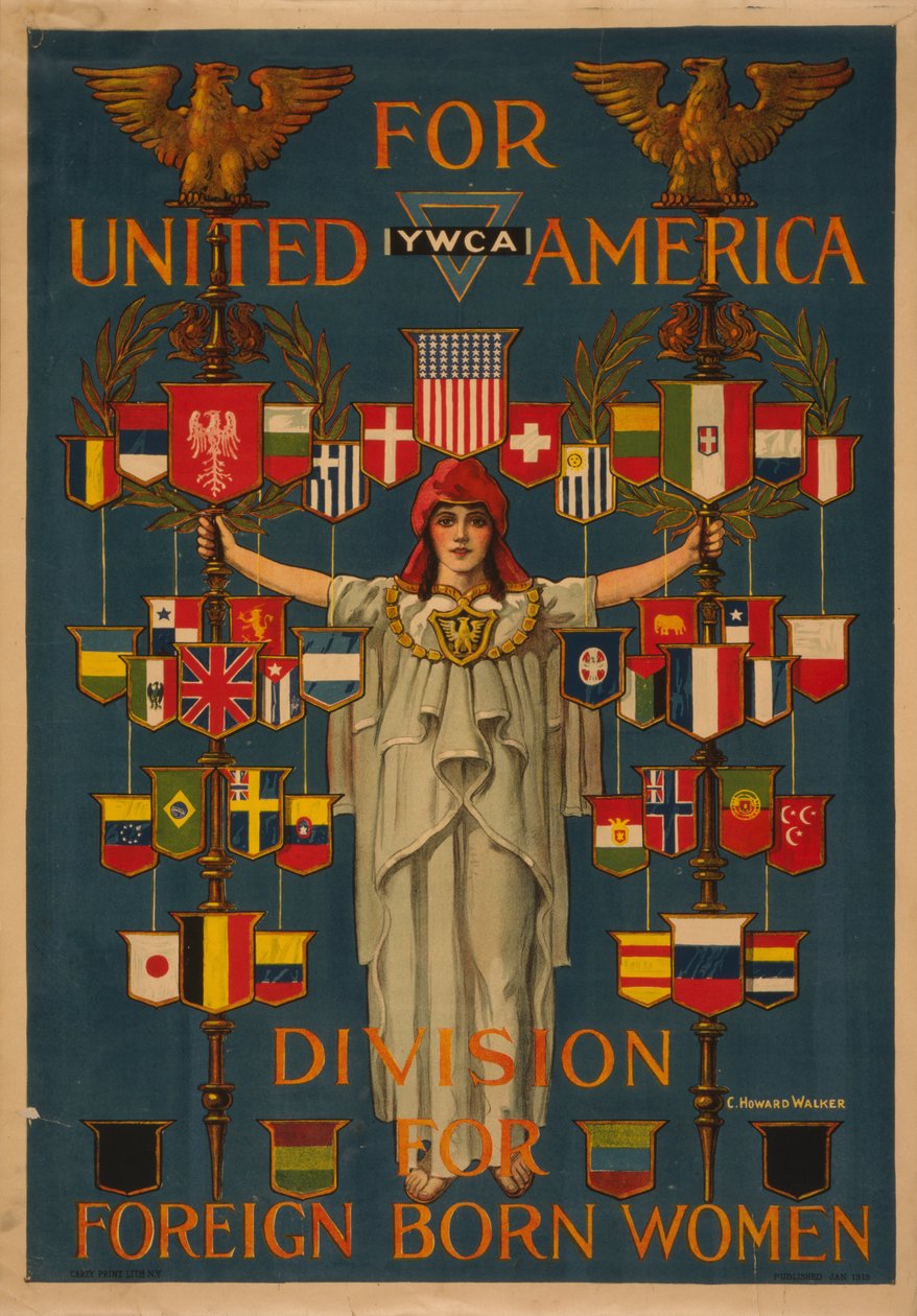 Dla United America, oddział YWCA dla kobiet urodzonych za granicą autorstwa Charles Howard Walker