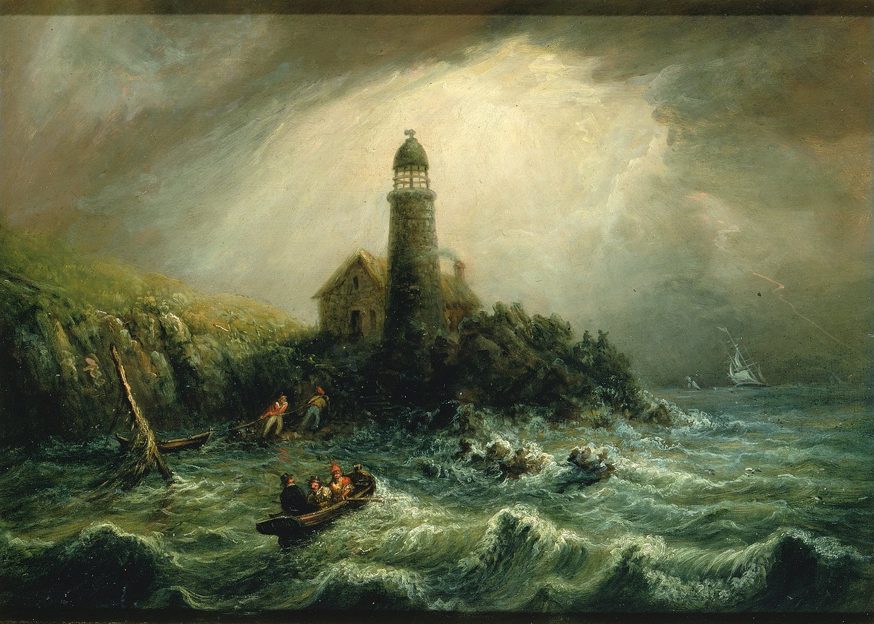 Widok na morze latarni morskiej Cape Poge, ca. 1840-1849. autorstwa Charles Hubbard
