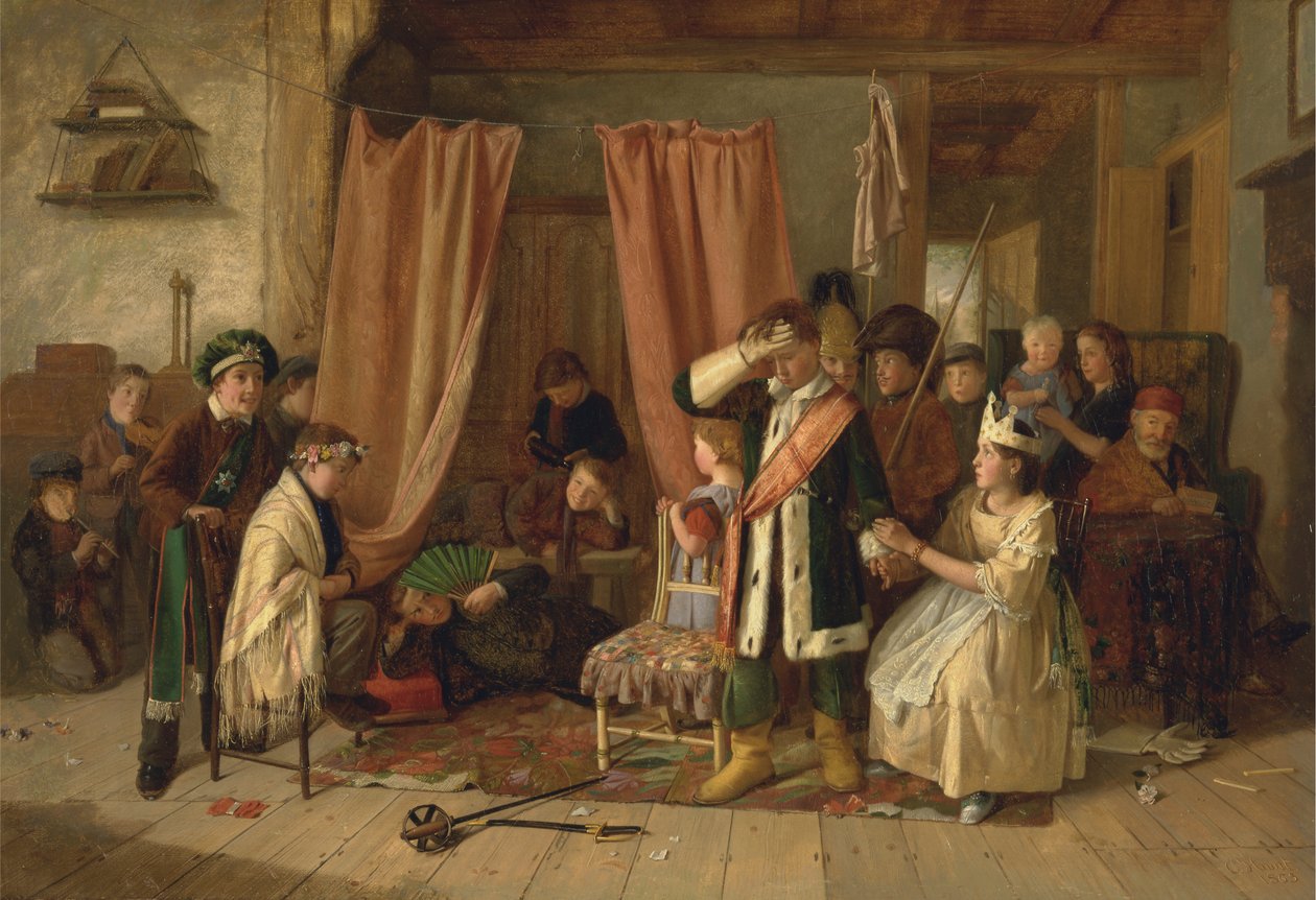 Dzieci grające „Scenę zabawy” z „Hamleta”, Akt II, Scena II autorstwa Charles Hunt