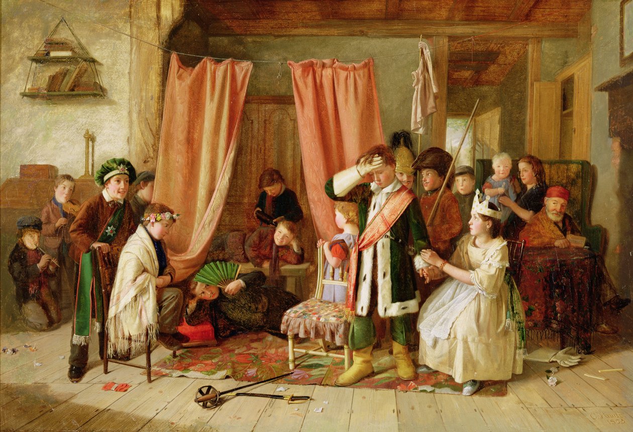 Dzieci grające „Scenę zabawową”, akt II, scena ii, z „Hamleta”, 1863 autorstwa Charles Hunt