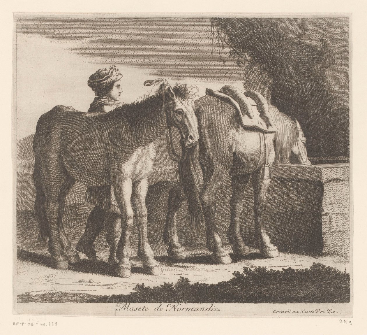 Konie do picia Masete de Normandie (tytuł na obiekcie) Seria zwierzęca (tytuł serii) autorstwa Charles II Errard (attributed to)