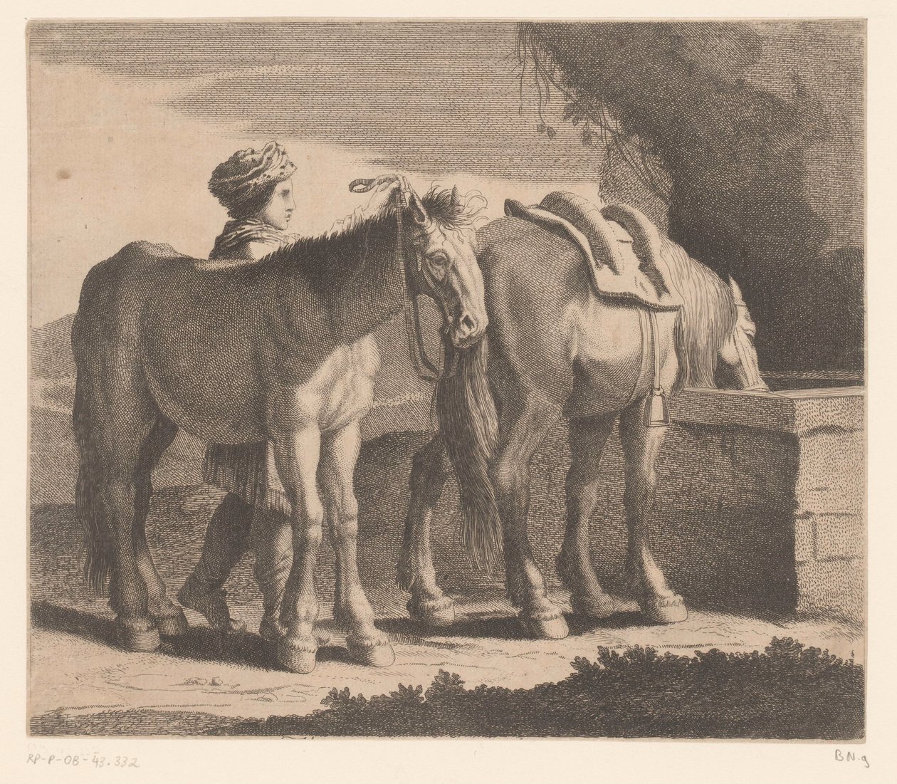 Konie do picia Masete de Normandie (tytuł na obiekcie) Seria zwierzęca (tytuł serii) autorstwa Charles II Errard (attributed to)
