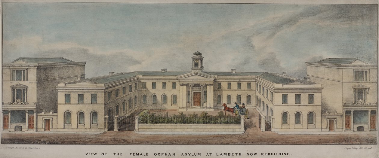 Azyl dla dziewcząt Lambeth, założony 1758, ok. 1840 (kolor lito) autorstwa Charles Ingrey