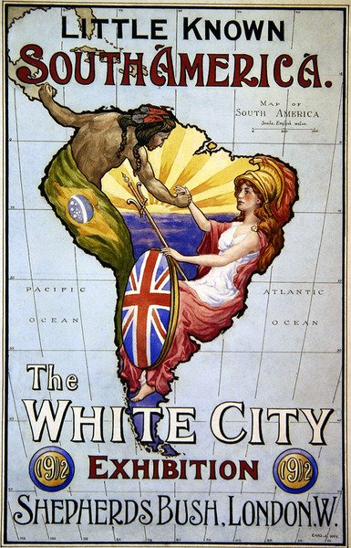 Plakat do wystawy Mało znana Ameryka Południowa – Białe Miasto autorstwa Charles J. Hay