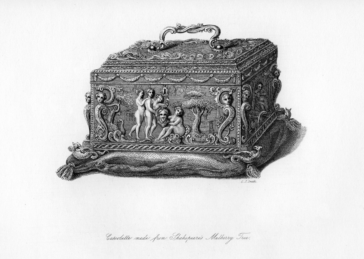 Rzeźbiona zapiekanka z drewna morwy Szekspira, XVIII w., 1840 r. autorstwa Charles J. Smith