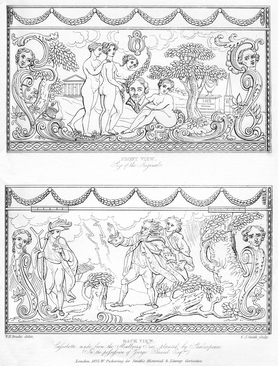 Rzeźbiona zapiekanka z drewna morwy Szekspira, XVIII w., 1840 r. autorstwa Charles J. Smith