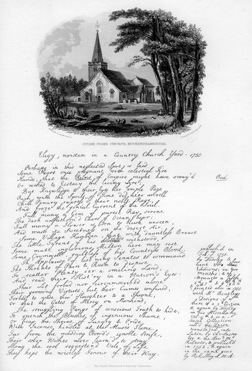 Kościół Stoke Poges, Buckinghamshire, ok. 1750, 1840 r autorstwa Charles J. Smith