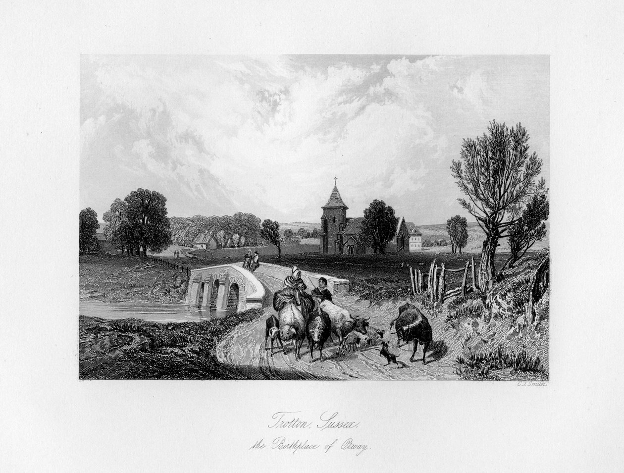 Trotton, Sussex, miejsce narodzin Otway, 1840 autorstwa Charles J. Smith