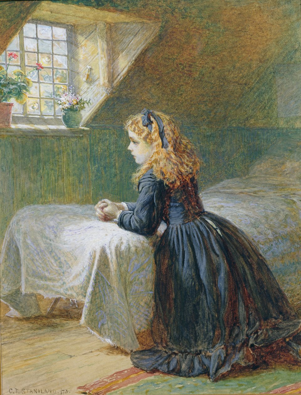 Modlitwy poranne, 1873 r. autorstwa Charles J. Staniland