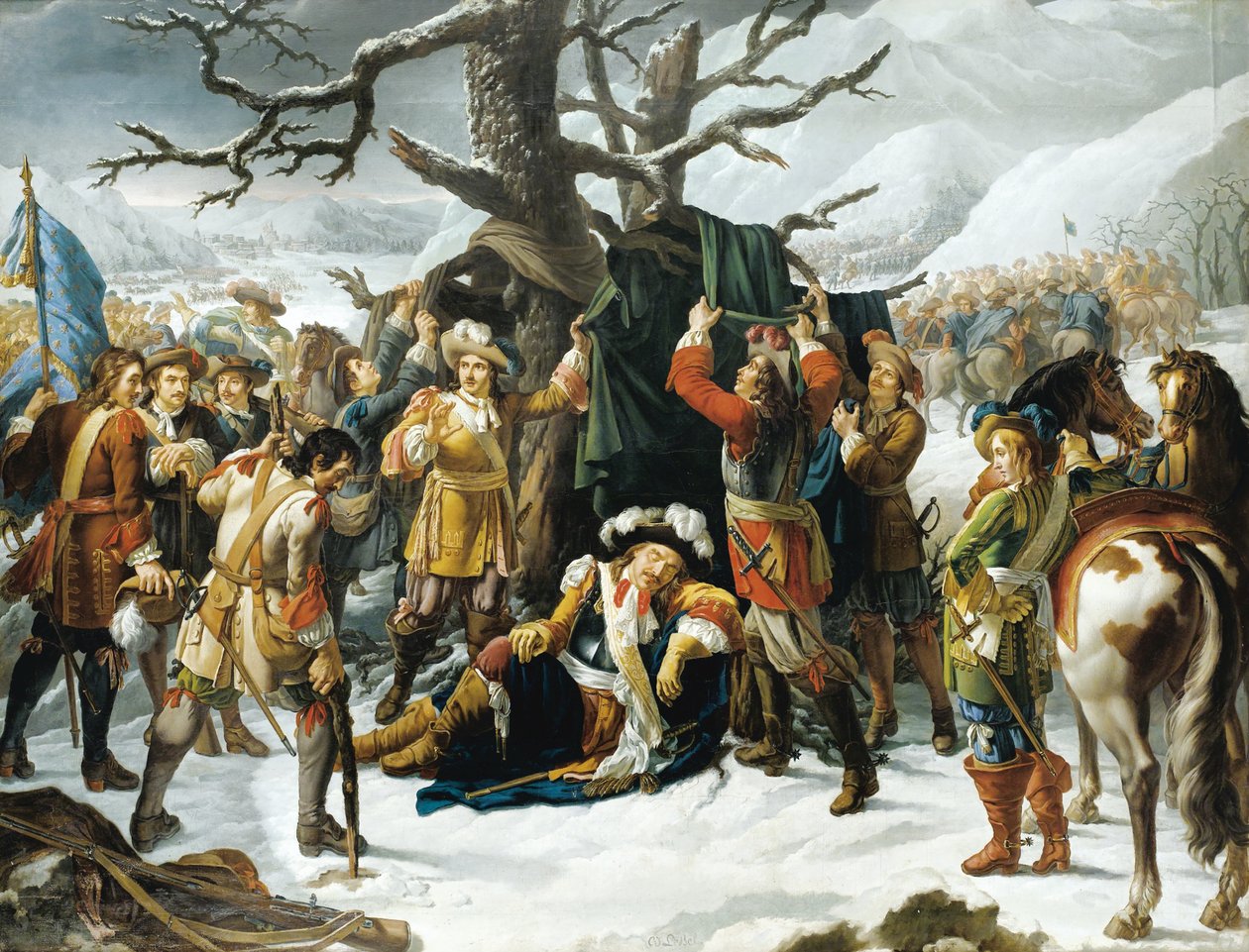 Maréchal de Turenne śpi w przeddzień bitwy pod Turckheim autorstwa Charles Jacques Lebel