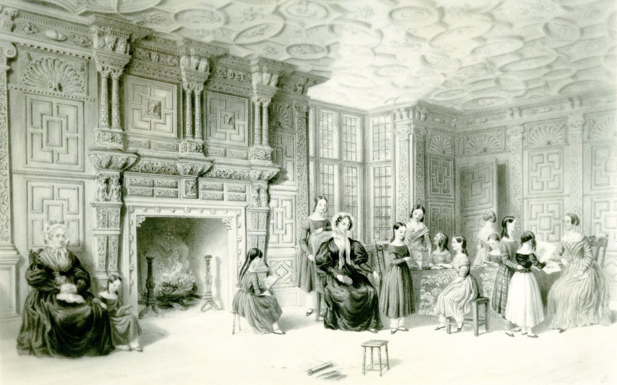 Sala szkolna w Campden House, ok. 1840 (grafika) autorstwa Charles James Richardson