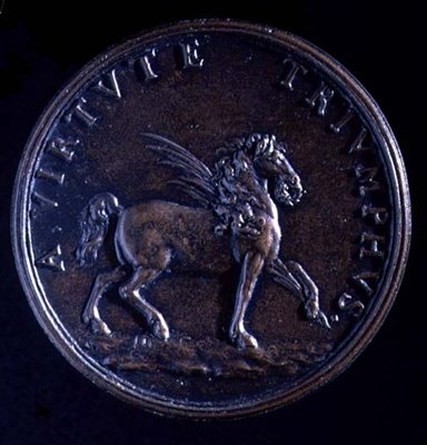 Medal portretowy Gian Lorenzo Berniniego, rewers uskrzydlonego konia autorstwa Charles Jean Francois Cheron