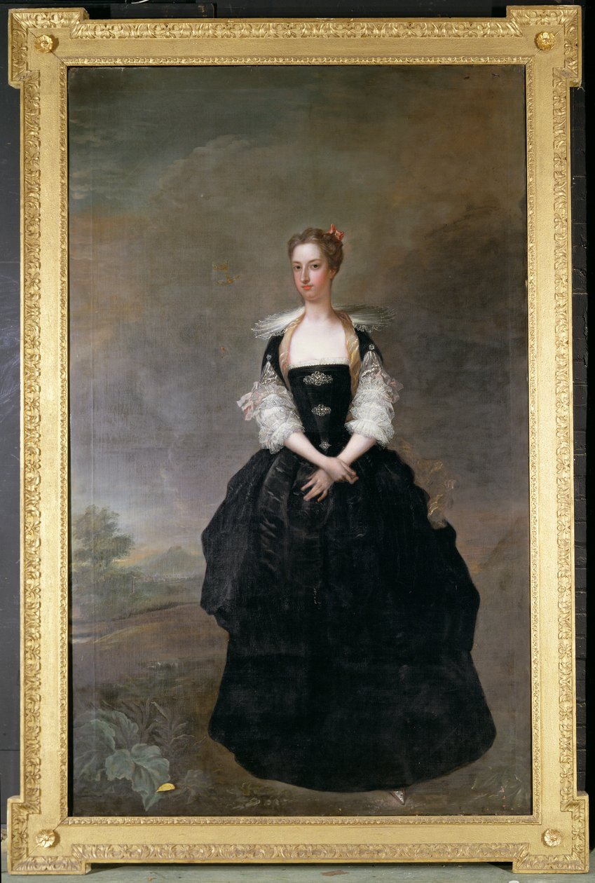 Portret damy z rodziny Dundas w czarnej aksamitnej sukience z koronkowymi rękawami autorstwa Charles Jervas