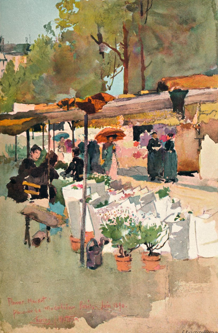 „Targ Kwiatowy Paryż”, 1890, 1897 autorstwa Charles John Watson