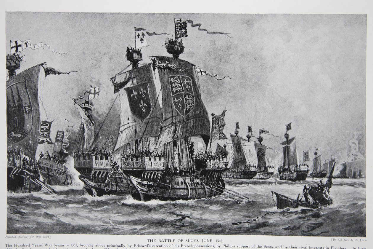 Bitwa pod Sluys, 24 czerwca 1340 r., ilustracja z "Hutchinson