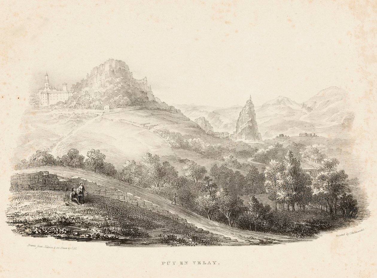 Puy en Velay (litografia) autorstwa Charles Joseph Hullmandel