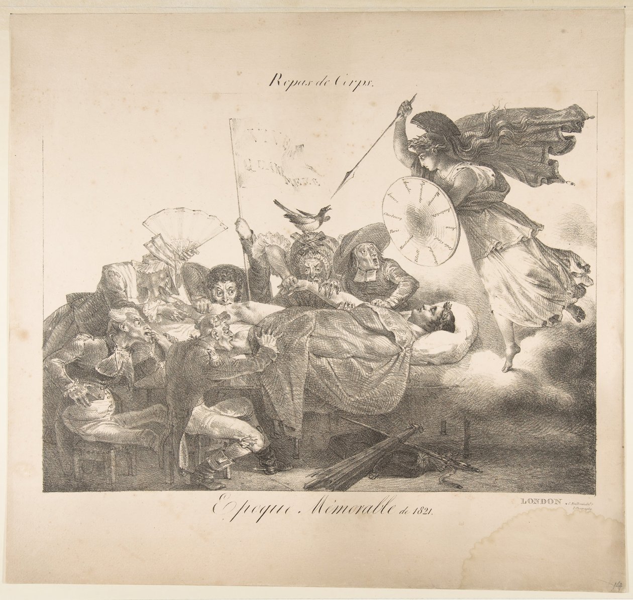 Posiłek dla ciała. Pamiętna Era 1821, 1821. autorstwa Charles Joseph Hullmandel