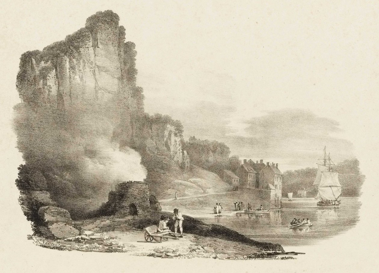 "St Vincent rock near Bristol" RMG PY6092 autorstwa Charles Joseph Hullmandel