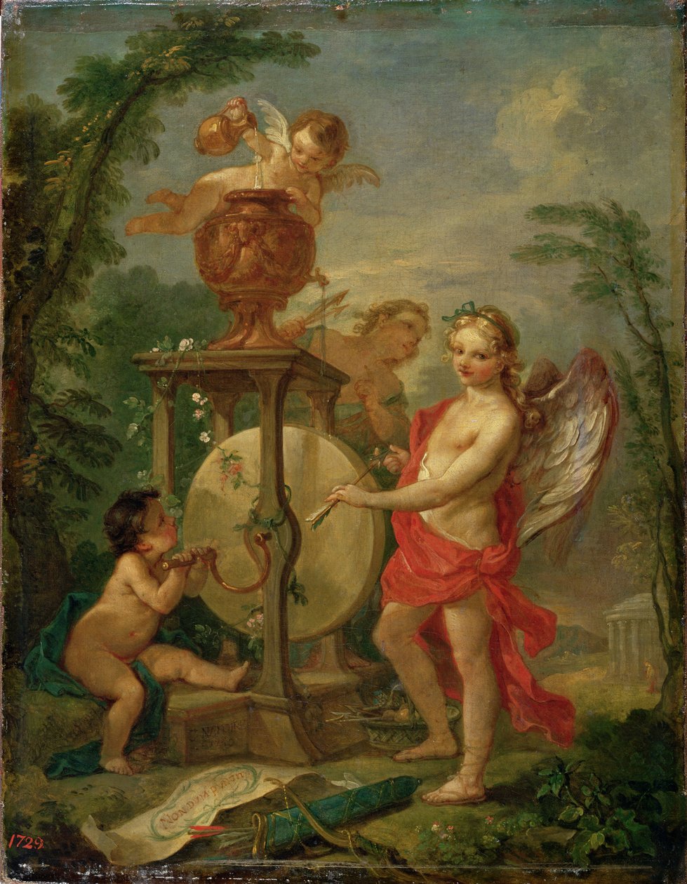 Kupidyn ostrzący swoją strzałę, 1750 autorstwa Charles Joseph Natoire