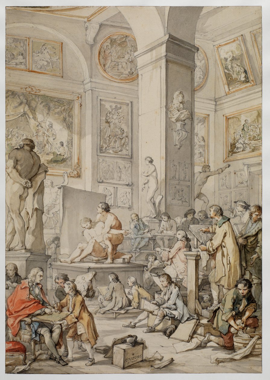 Klasa życia w Królewskiej Akademii Malarstwa i Rzeźby, 1746 autorstwa Charles Joseph Natoire