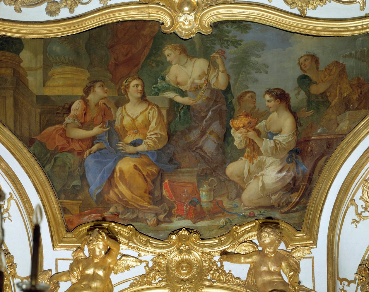 Psyche pokazujący tresors swoim siostrom Obraz na suficie autorstwa Charlesa Josepha Natoire (Charles-Joseph Natoire autorstwa Charles Joseph Natoire