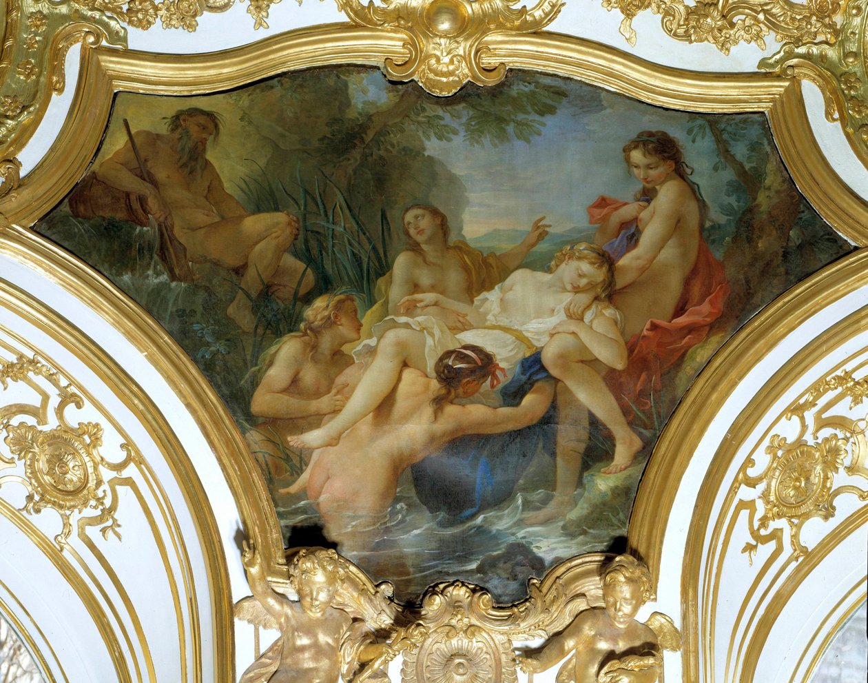 Nimfy wyciągające ciało psychiki Malowidło sufitowe autorstwa Charlesa Josepha Natoire (Charles-Joseph Natoire autorstwa Charles Joseph Natoire