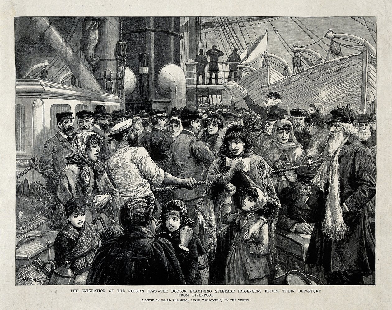 Żydzi rosyjscy zbadani przez lekarza przed emigracją z Liverpoolu, 1891 autorstwa Charles Joseph Staniland