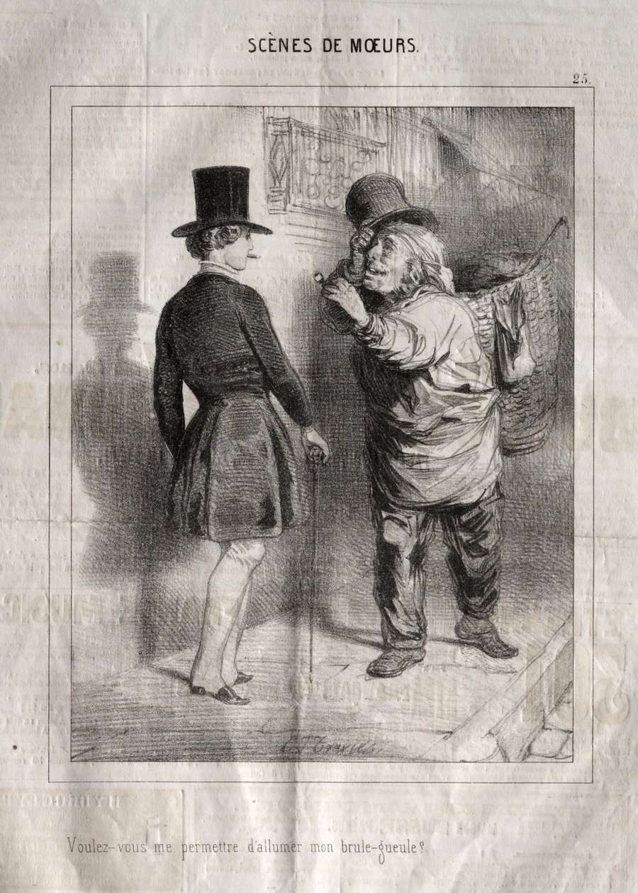 Sceny obyczajowe: Czy pozwolisz mi zapalić palnik? autorstwa Charles Joseph Traviès de Villers