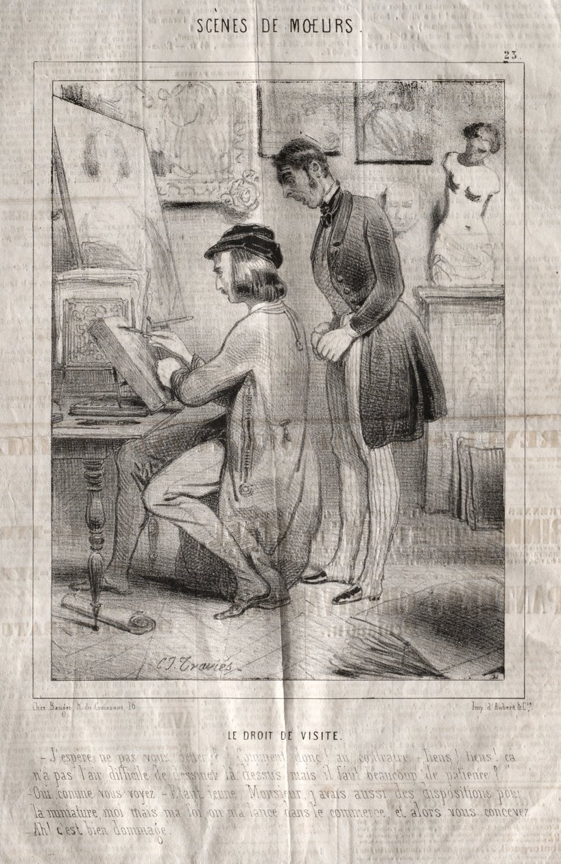 Sceny obyczajowe: Prawo do odwiedzin. Mam nadzieję, że ci nie przeszkadzam?... autorstwa Charles Joseph Traviès de Villers