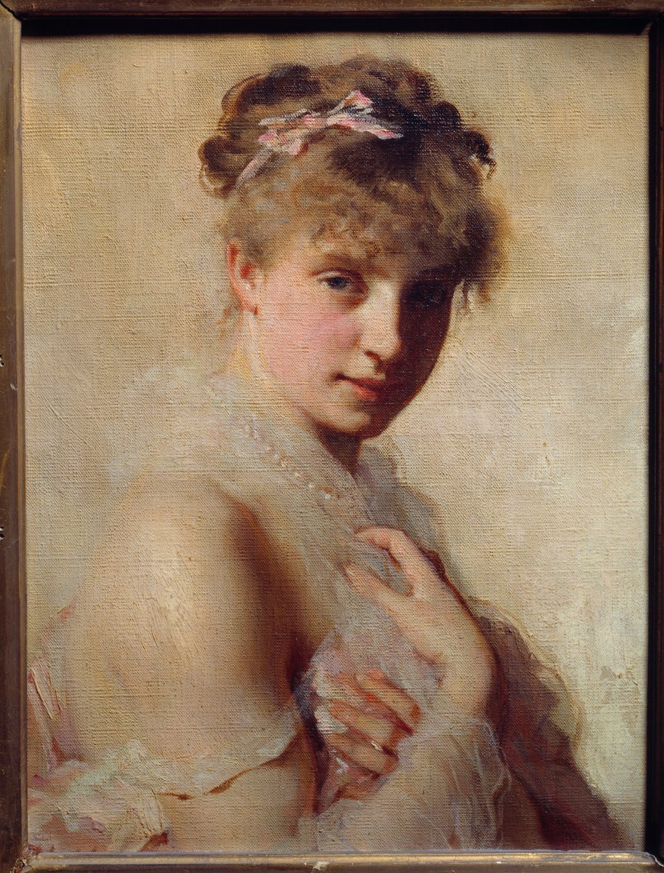 Portret młodej dziewczyny. Obraz Charlesa Chaplina (1825-1891) autorstwa Charles Joshua Chaplin