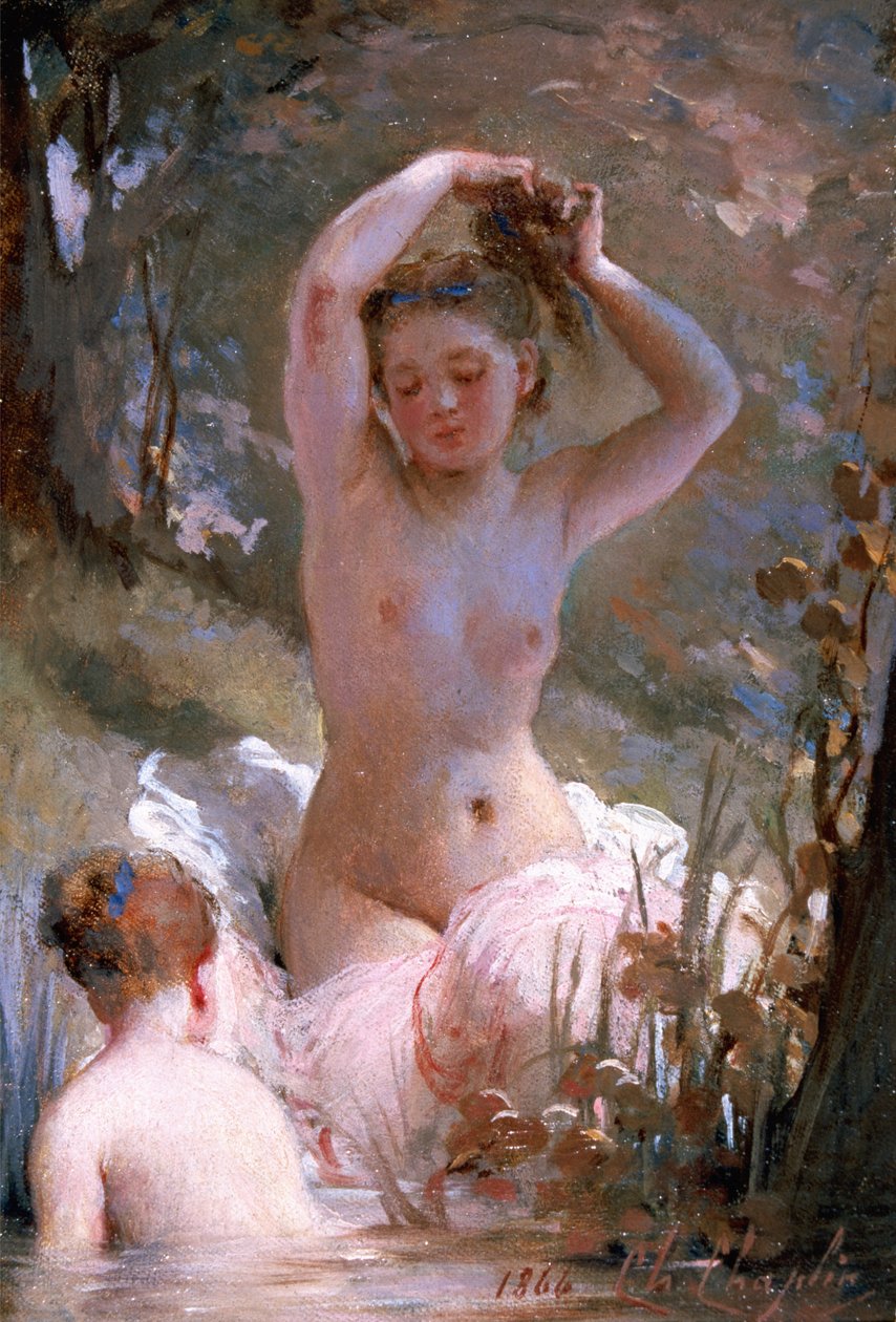 Dwie dziewczyny w kąpieli, 1864 autorstwa Charles Joshua Chaplin