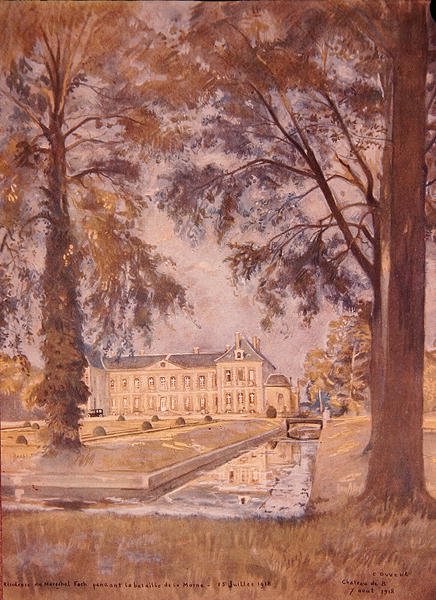 Chateau de Bombon, k. Melun, Francja, 7 sierpnia 1918 (akwarela na papierze) autorstwa Charles Jules Duvent