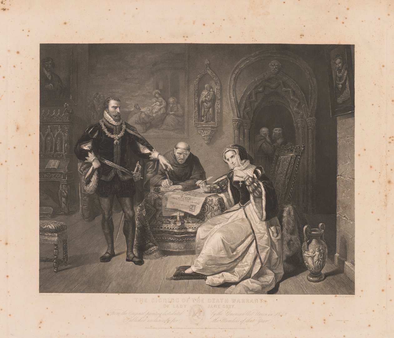 Podpisanie nakazu śmierci Lady Jane Grey. autorstwa Charles Kennedy Burt