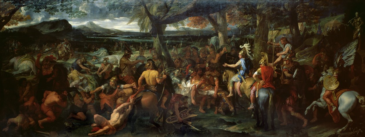 Alexandre e Poro, na Batalha de Hidaspes, c.1673 (óleo sobre tela)polonês autorstwa Charles Le Brun