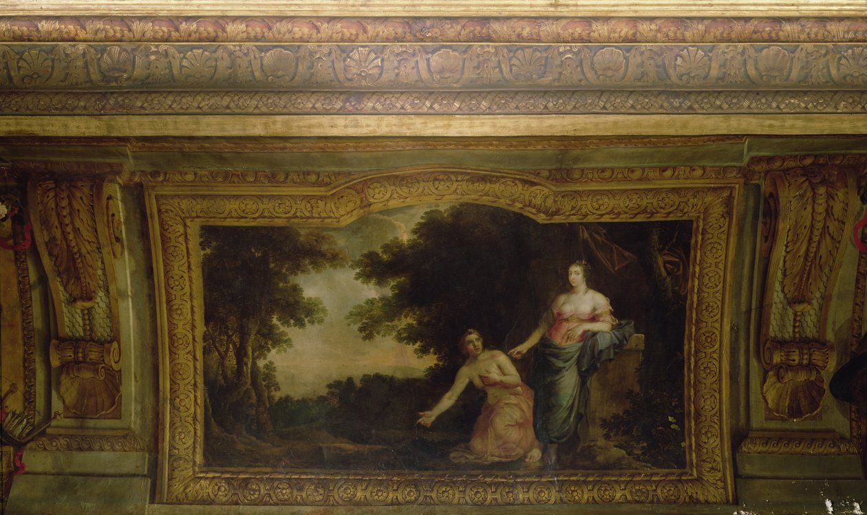 Sufit w Hôtel La Rivière (detal Psyche i Wenus), 1653 autorstwa Charles Le Brun