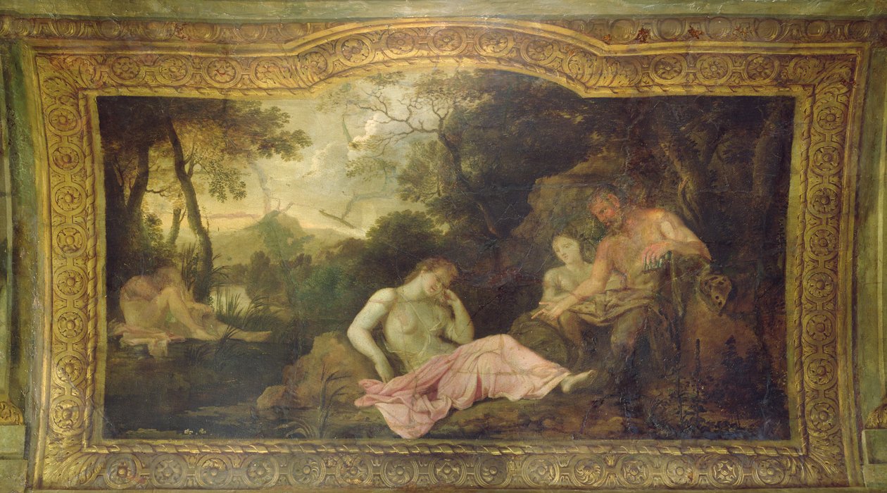 Sufit Hôtel La Rivière (detal przedstawiający śpiącą Psyche), 1653 r. autorstwa Charles Le Brun