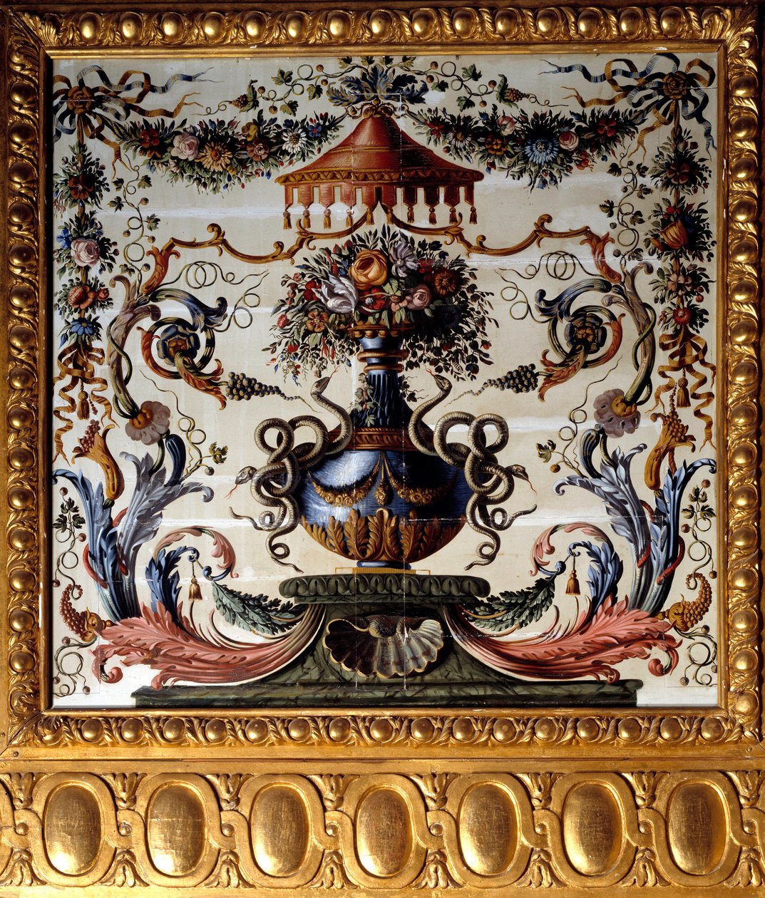 Dekoracyjny panel jadalni zamku Chateau de Vaux Le Vicomte (Vaux-le-Vicomte). Obraz Charlesa Lebruna (Le Brun) (1619-1690) 1656 Zamek w Vaux-le-Vicomte w Seine et Marne. autorstwa Charles Le Brun